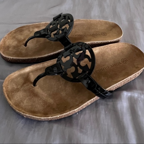 Tory Burch Cloud Miller Black Patent Leather Sandal Shoes 8.5 - Picture 4 of 11